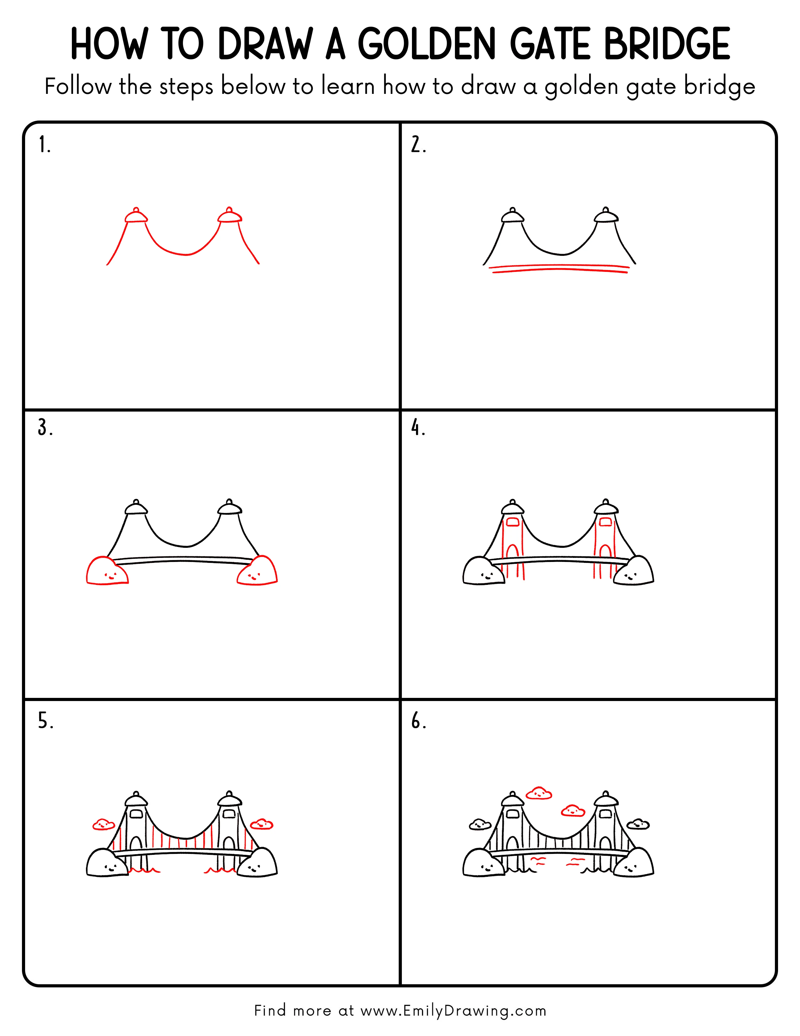 Printable Golden Gate Bridge Drawing Guide